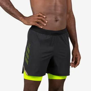Costume Jammer Uomo 500 Fiti Nero-giallo-beige Pantaloncino Mare