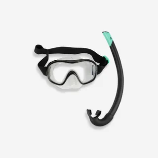 Kit Maschera Boccaglio Snorkeling Adulto 100 Nero Kit Snorkeling