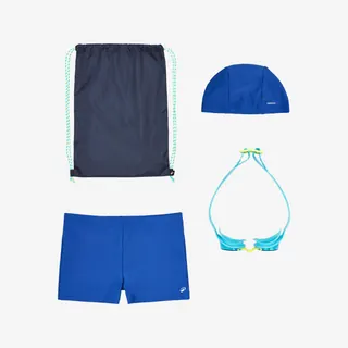 Kit Nuoto Bambino Costume Occhialini Cuffia Sacca Azzurro Kit Nuoto