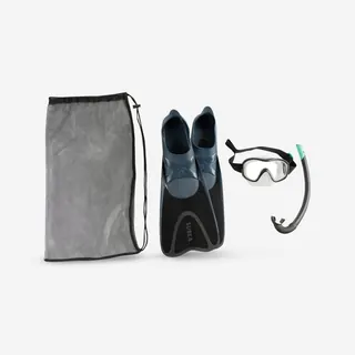 Kit Snorkeling Adulto 100 Pinne Maschera Boccaglio Verde-azzurro Kit Snorkeling