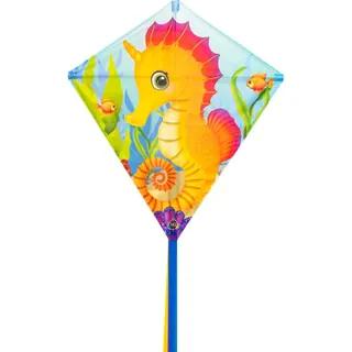 Aquilone Per Bambini Hq Eddy Seahorse 100055 Giallo 68 X 68 Cm + Coda 200 Cm Aquiloni Acrobatici