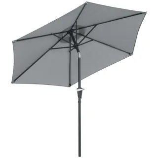 Outsunny Ombrellone Da Esterno Inclinabile 2.3x2m Apertura A Manovella Grigio Ombrellone Anti Uv