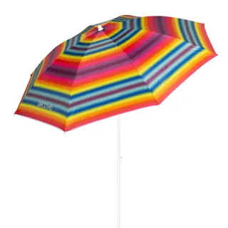 Aktive Ombrellone Da Spiaggia A 8 Stecche, 180 Cm, Strisce Multicolori Parasole