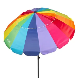 Aktive Ombrellone Da Spiaggia Antivento Con 16 Stecche, 220 Cm, Multicolore Parasole