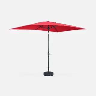 Ombrellone Rettangolare 2x3m Con Palo Centrale, Rosso Ombrellone Anti Uv