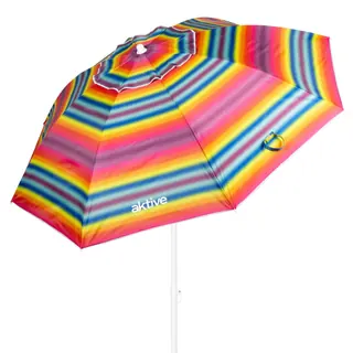 Aktive Ombrellone A Vento 8 Aste 220 Cm A Righe Multicolore Parasole