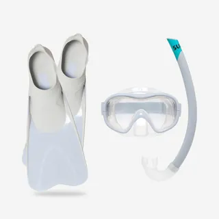 Kit Snorkeling Pinne Maschera Boccaglio Bambini 100 Grigio Kit Snorkeling